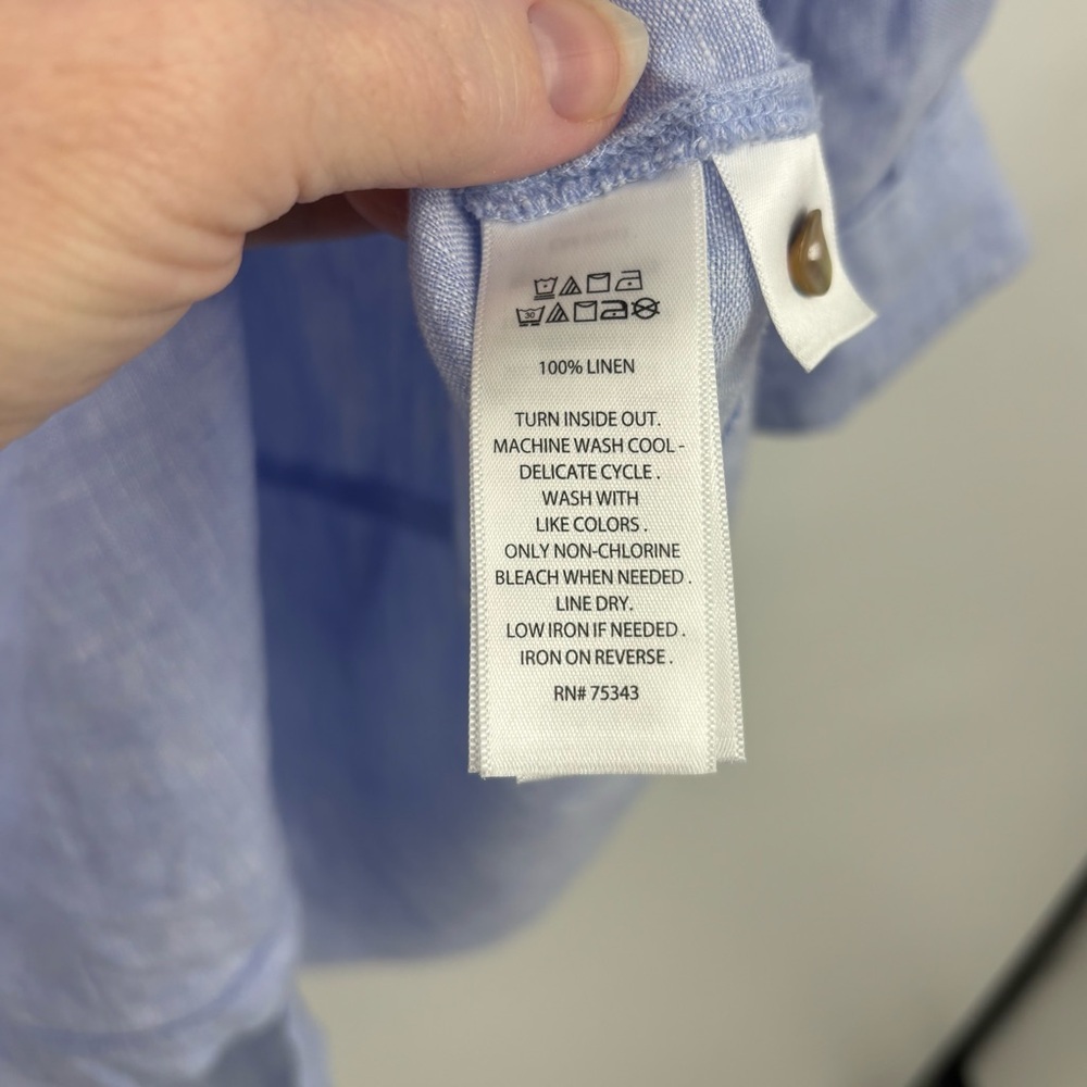 TAHARI 100% Linen tunic Lagenlook lightweight tunic 1X roll up sleeve blouse top - Picture 10 of 10